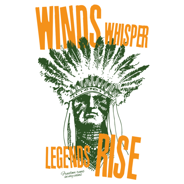 A typographic design inspired by an Indian with green feathers design