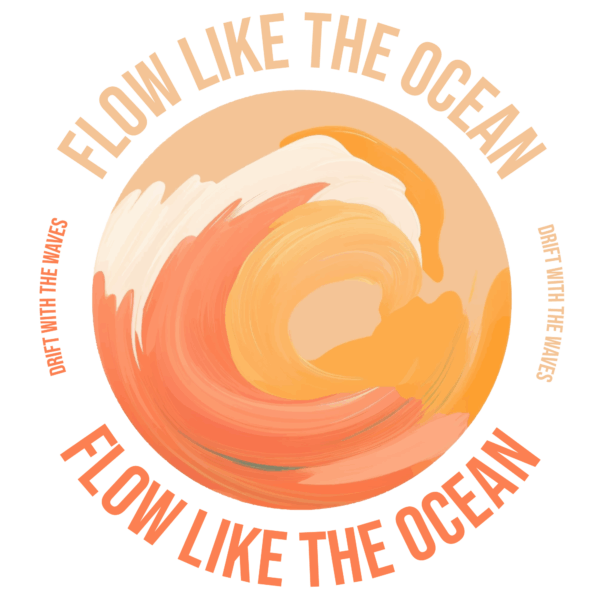 Typographic composition with waves and a phrase around design