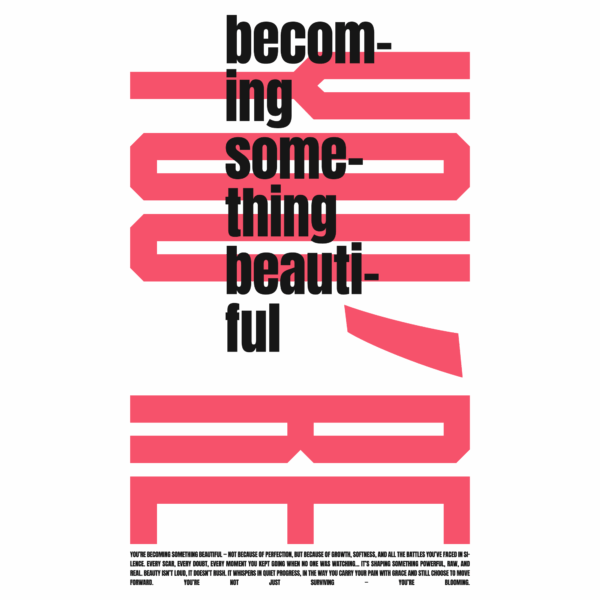 Typography design divided in red and black tones vertically design