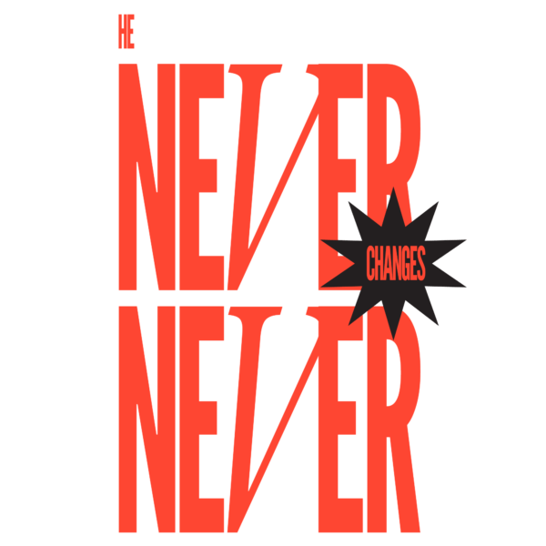 A typographic composition in red tones that highlights a divine message design