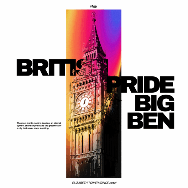 Bigben gradient background british text design