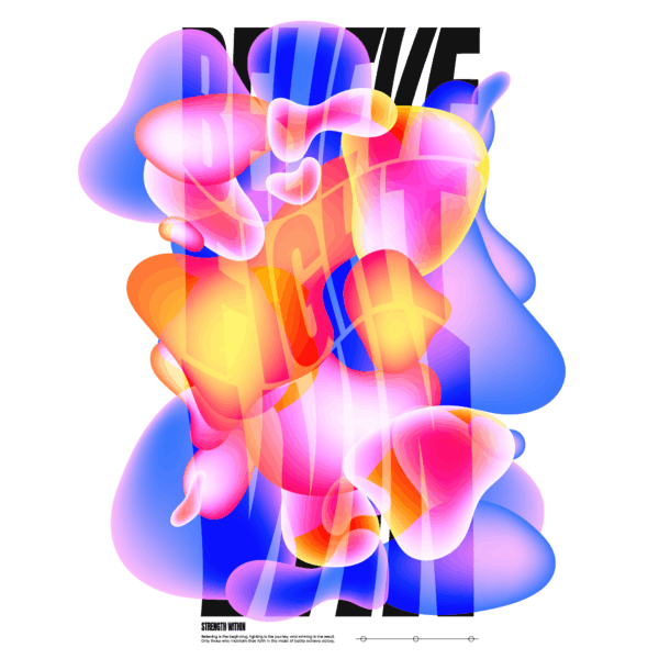 Gradient liquid shapes with motivational text design