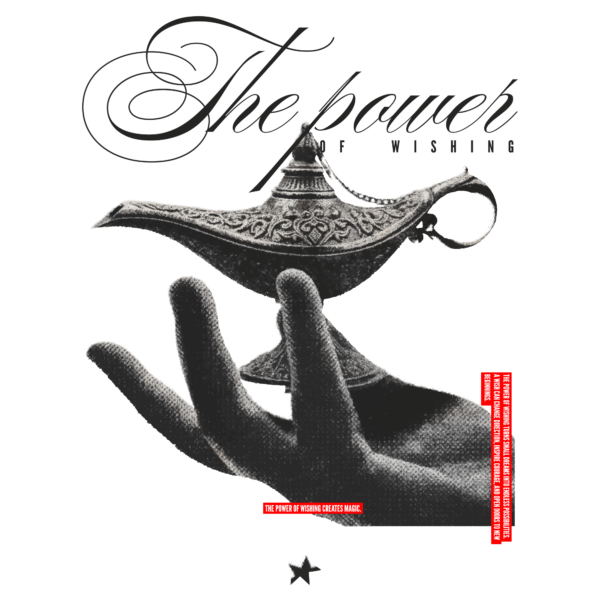 Hand holding genie lamp design