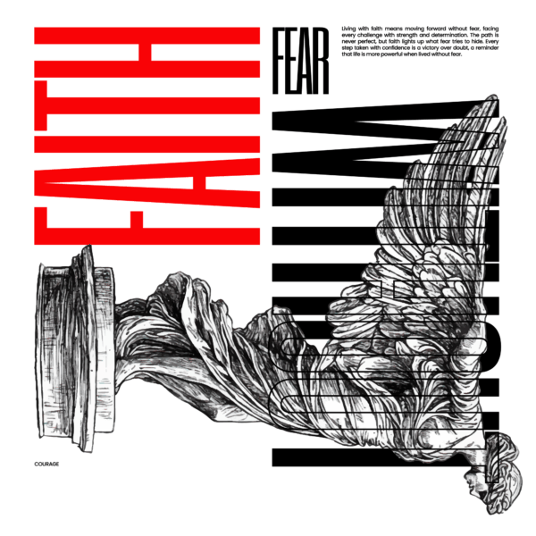 Inspirational angel wing faith over fear design