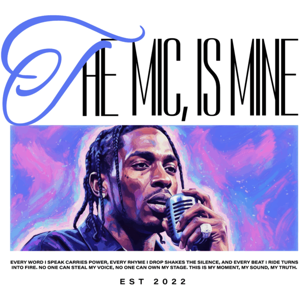 Musical quote with rapper holding microphone design