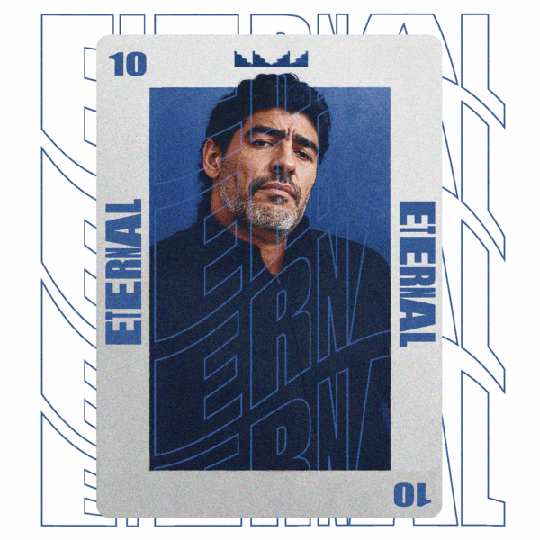Poker card with iconic footballer eternal design