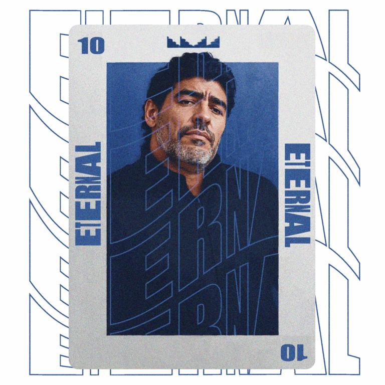 Poker card with iconic footballer eternal design