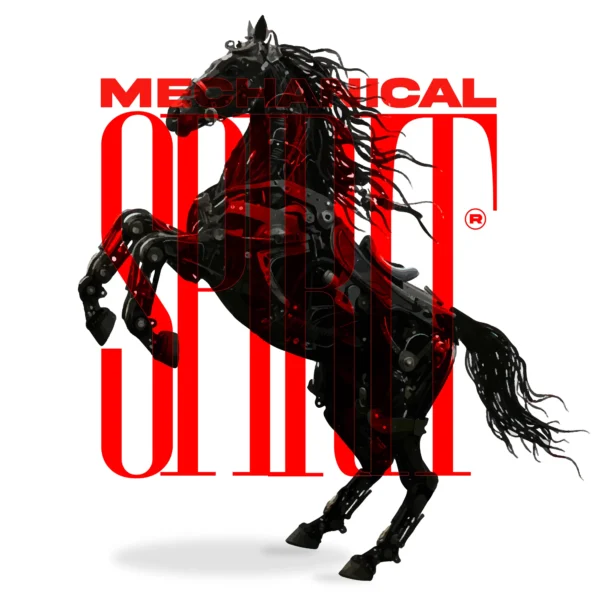 Black steampunk horse red typography design