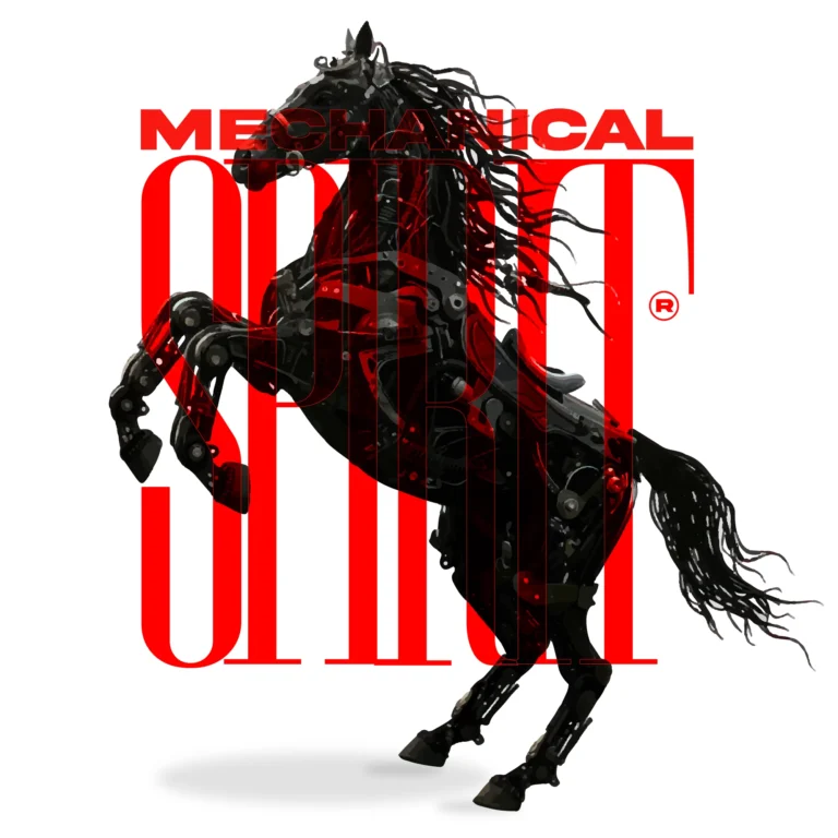 Black steampunk horse red typography design