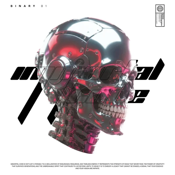 Cyberpunk robot head with glossy reflection design