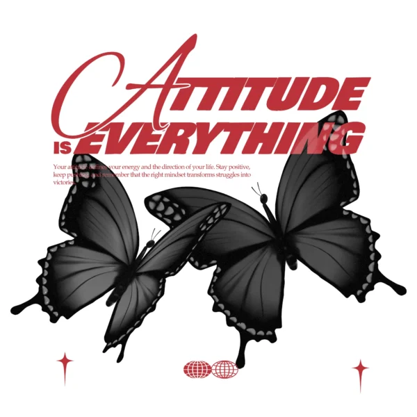 Inspirational quote design with butterflies and typography design