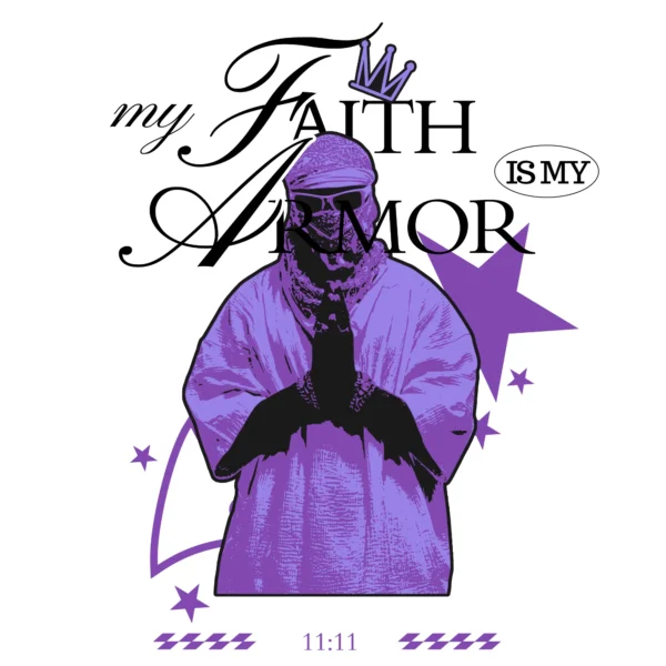 Man praying turban crown 11:11 purple design