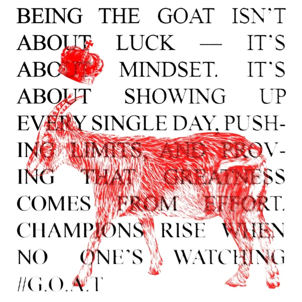 Goat illustration with bold quote text overlay design