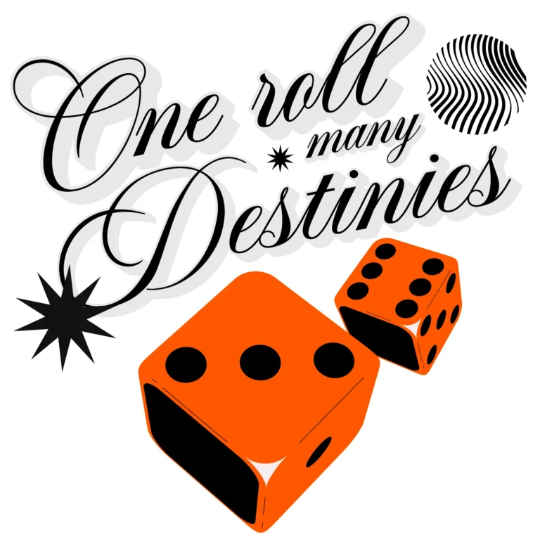 Pop art dice composition with stylish script design