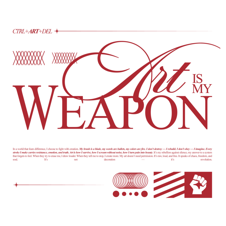 Art is my weapon serif and script poster design