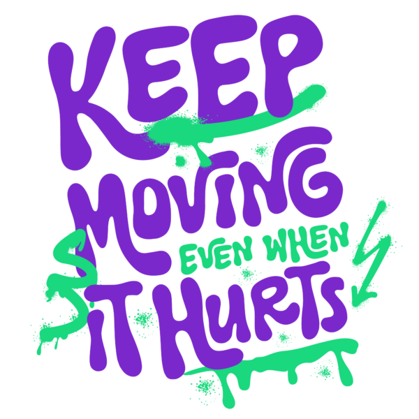 Bold hand drawn typography with splatter effects design