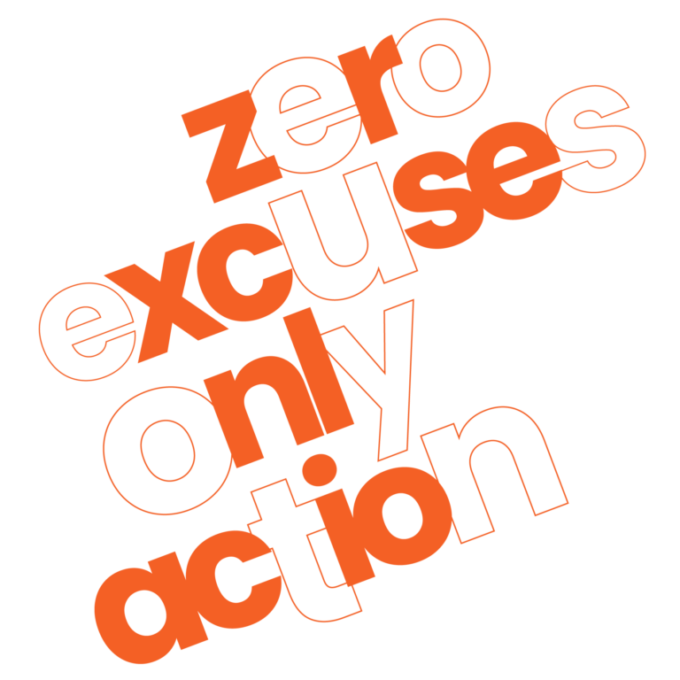 Orange outline filled tilted slogan typography design