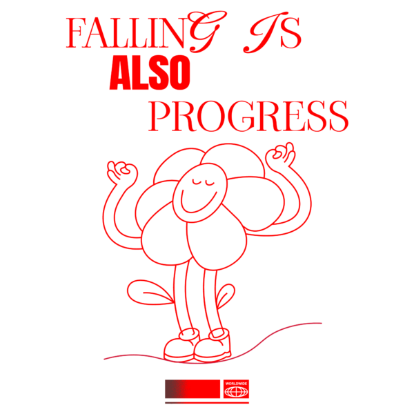 Playful flower character with declarative typography design