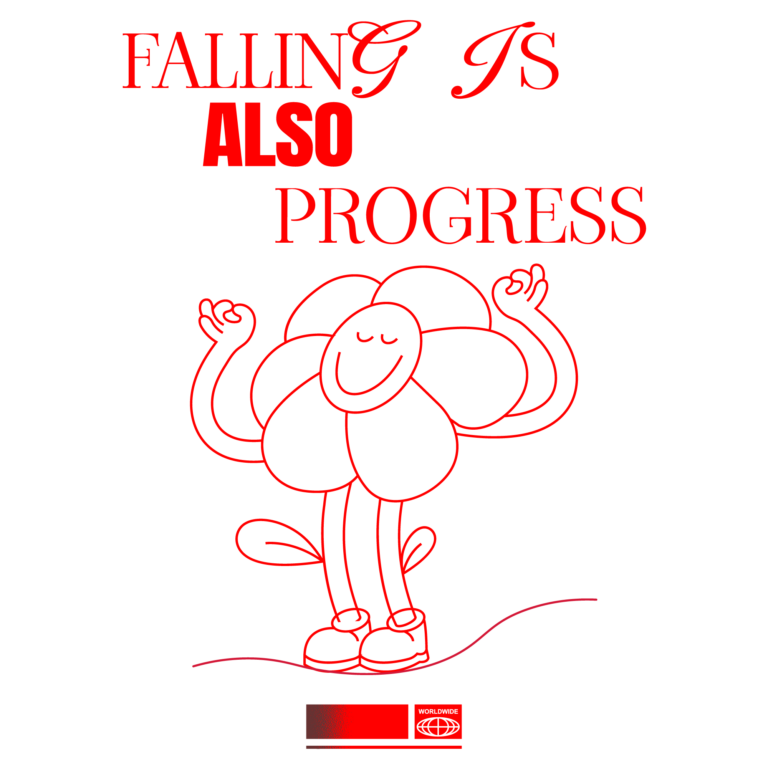 Playful flower character with declarative typography design