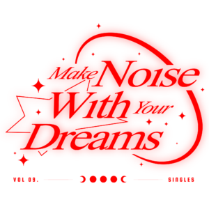 Red glow calligraphic headline with stars design