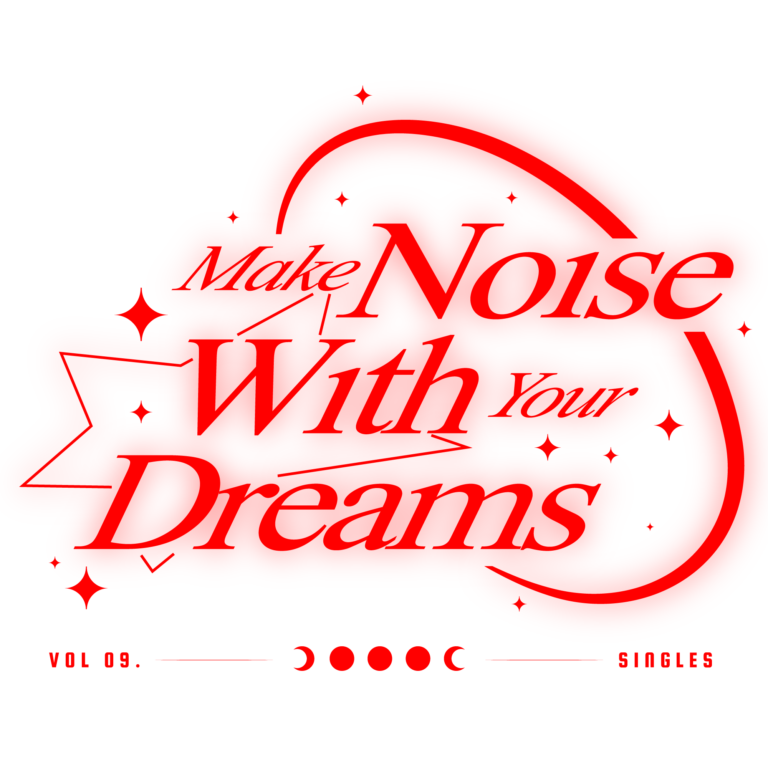 Red glow calligraphic headline with stars design