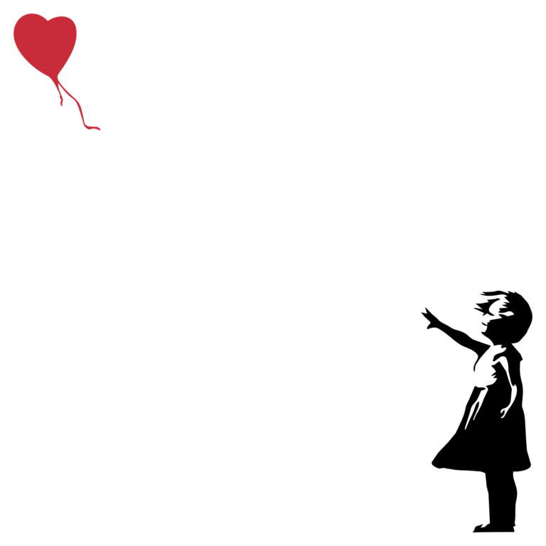 Minimalist girl heart balloon design